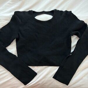 Open-back buttoned cutout sweater